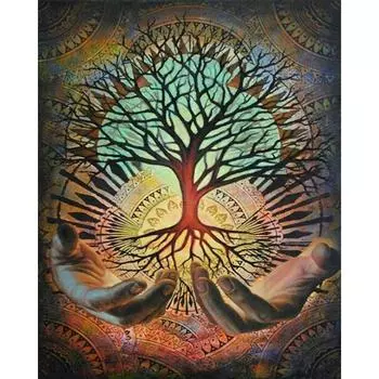 RUOPOTY Рамка DIY Картина по номерам Дерево Пейзаж Раскраска по номерам Акриловый холст Настенная картина для домашнего декора 60x75 см 40x50CM NO Frame