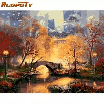 RUOPOTY рамка DIY картина по номерам пейзаж акриловая раскраска по номерам комплект современный домашний настенный художественный рисунок домашний подарок