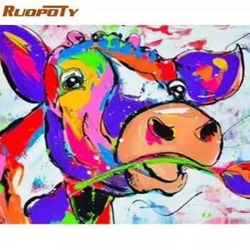 RUOPOTY Рамка DIY Живопись по номерам Пейзаж Лес Розовое дерево Акриловая краска по номерам для взрослых Настенное искусство Pictur Домашние декоры 40x50CM NO Frame