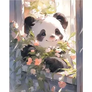 RUOPOTY Рамка для изображения «сделай сам», картина по номерам, наборы 40x50 см, милая панда, рисунок, раскраска по номерам для взрослых, Kill Time, Diy Gif 40x50cm NO Frame