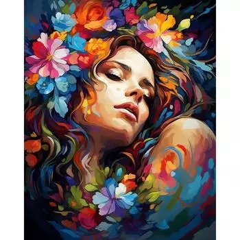 RUOPOTY Рамка для рисования по номерам, абстрактная женская фигурка, краска по номерам, цветы на холсте, картина для домашнего декора, подарок 40x50cm NO Frame