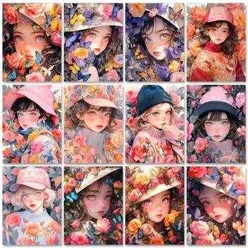 RUOPOTY Рамка для рисования по номерам для взрослых, наборы для начинающих, рисунок для девочек с героями мультфильмов, картина по номерам, настенное искусство, подарок «сделай сам» 40x50cm NO Frame