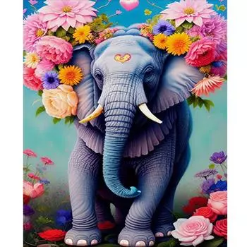 RUOPOTY Рамка для рисования по номерам для взрослых, наборы для начинающих, цветы, акриловая краска на холсте, картина по номерам, слон, животное для подарка своими руками 40x50cm NO Frame