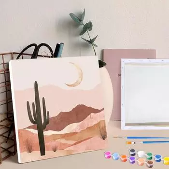 RUOPOTY Рамка для рисования по номерам для взрослых Пейзаж пустыни Искусство и ремесла своими руками Раскрашивание по номерам для начинающих Набор для рисования акриловыми красками Поделки своими руками 20x20cm with frame