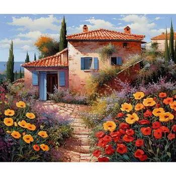 RUOPOTY Рамка для рисования по номерам для взрослых, картина с домом из красного кирпича, раскраска по номерам, ремесленные изделия для дома, настенное искусство, подарок «сделай сам» 40x50cm NO Frame