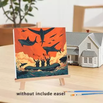 RUOPOTY Рамка для самостоятельной раскраски по номерам для стартовых наборов. Мультяшная картина с изображением дельфинов и животных на холсте для декора стен дома. 20x20cm with frame