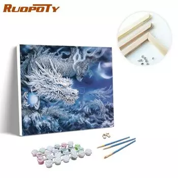 RUOPOTY рамка Дракон Животные DIY картина по номерам акриловая картина на холсте украшение дома уникальный подарок Современная настенная художественная картина 40x50cm NO Frame