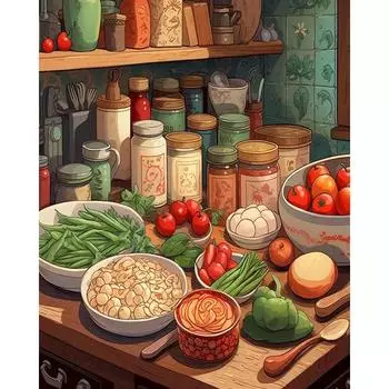 RUOPOTY рамка фрукты DIY картина маслом по номерам комплект пейзаж акриловая краска на холсте уникальный подарок каллиграфия живопись 40x50 см 40x50cm NO Frame