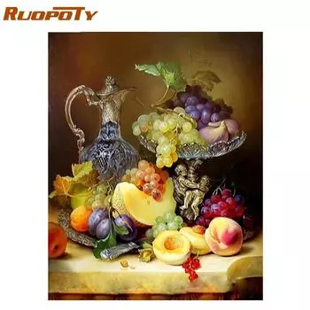 RUOPOTY рамка фрукты DIY картина по номерам современная настенная художественная картина краска по номерам для домашнего декора стены каллиграфия живопись 40x50CM NO Frame