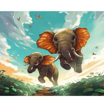 RUOPOTY рамка картина по номерам слон животное картина по номерам ручная роспись современный домашний декор для гостиной 40x50 см 40x50cm NO Frame
