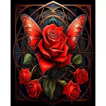RUOPOTY рамка красная роза цветы DIY картина по номерам настенная картина по номерам акриловый холст домашний декор DIY подарок искусство 40x50cm NO Frame