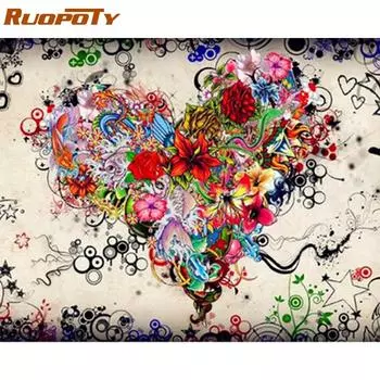 RUOPOTY Рамка «сделай сам», набор для рисования по номерам, сердце, пейзаж, ручная роспись, картина маслом, настенная картина, подарок «сделай сам», для украшения дома 40x50CM NO Frame