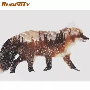 RUOPOTY рамка волк DIY картина по номерам каллиграфия живопись акриловая краска по номерам настенная художественная картина для домашнего декора 40x50CM NO Frame