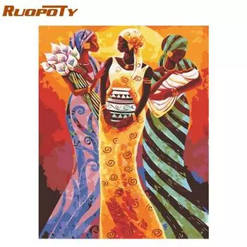 RUOPOTY Рамка женская картина по номерам, винтажная картина, раскраска по номерам, акриловая краска на холсте для домашнего декора