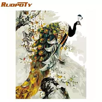 RUOPOTY Рамка Животные DIY Набор для рисования по номерам Главная Настенная картина по номерам Рисунок Холст Картина для домашнего декора 40x50CM NO Frame