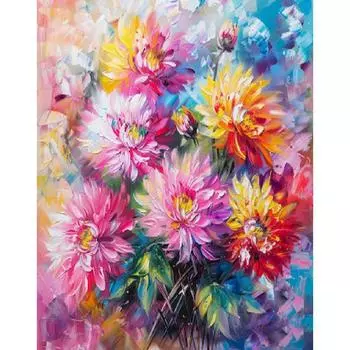 RUOPOTY Раскраска по номерам для взрослых Цветы Акриловая краска на холсте Картина для домашнего декора стен 40x50cm NO Frame