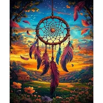 RUOPOTY Раскраска по номерам для взрослых. Рисунок на холсте с перьями. Живопись по номерам. Декорации для дома и фермы. 40x50cm NO Frame