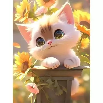 RUOPOTY раскраска по номерам подсолнухи кошки краска на холсте картины по номерам для взрослых детей DIY 40x50 см рамка домашний декор 40x50cm NO Frame