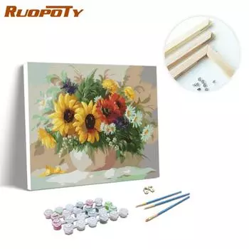 RUOPOTY рисунок по номерам цветок на холсте домашний декор уникальный подарок DIY рамка настенная живопись раскраска по номерам для гостиной 40x50CM NO Frame