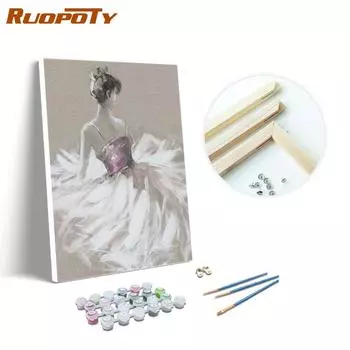 RUOPOTY рисунок по номерам, фигурка девушки на холсте, рамка «сделай сам», уникальный подарок, настенная художественная картина по номерам, женская картина для гостиной