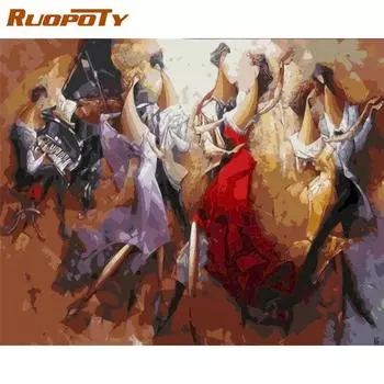 Ruopoty ручная роспись абстрактная картина маслом DIY картина по номерам для взрослых акриловая краска для гостиной стены художественный декор безрамный