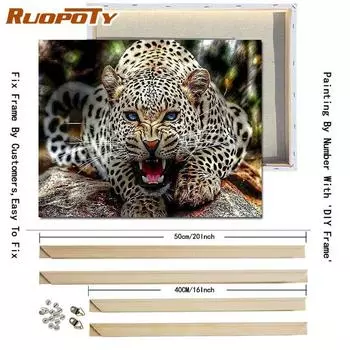 Ruopoty с рамкой «сделай сам», животные, сделай сам, картина по номерам, уникальный подарок, акриловая краска по номерам, ручная роспись, настенное искусство 40x50 см