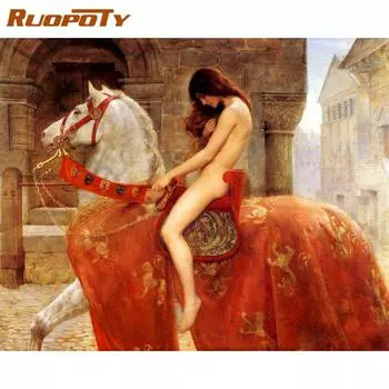 RUOPOTY Сексуальная девушка на лошади картины маслом по номерам наборы красок для взрослых 40x50 см безрамное акриловое масло картина по номеру домашний декор