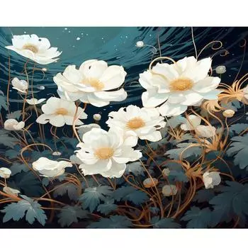 RUOPOTY Современная картина по номерам для взрослых, раскраска по номерам, белый цветок, подарок, картина, набор красок для рисования, поделки своими руками 40x50cm NO Frame