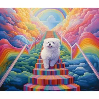 RUOPOTY Современная картина по номерам для взрослых Фэнтезийные цветные белые собаки Ручная работа Раскраска по номерам Набор красок на холсте Подарок своими руками для дома 40x50cm NO Frame