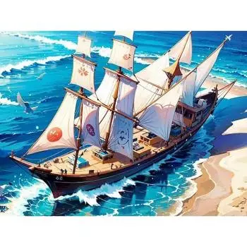 Ruopoty, современная картина по номерам на холсте, рисунок парусника по номерам, поделки для взрослых, настенный декор, подарок, художественная картина, краска 40x50cm NO Frame