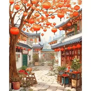 RUOPOTY Современная картина по номерам, поделки для взрослых, осенний пейзаж, картины по номерам, подарок «сделай сам», рисунок по номерам, настенный декор