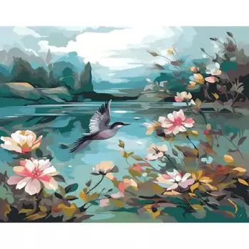 RUOPOTY современная картина по номерам ручная работа цветы птицы картина раскраска домашний декор ремесла взрослые художественные работы пейзаж 40x50cm NO Frame