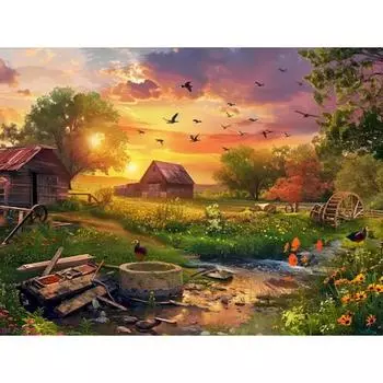 RUOPOTY Современная картина по номерам, ручная роспись, пейзажный рисунок на холсте, раскраска по номерам, акриловая картина, настенное искусство, сделай сам 40x50cm NO Frame