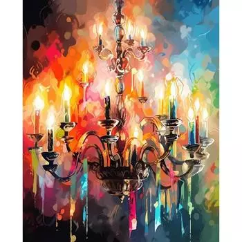 Ruopoty Современная картина по номерам с рамкой, свеча, люстра, краска по номерам, масло, ручная роспись, украшение для ресторана 40x50cm NO Frame