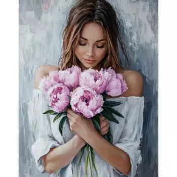RUOPOTY Современная картина Живопись по номерам на холсте Женщины Цветы Поделки своими руками Подарочная картина по номерам для домашнего декора стен 40x50cm NO Frame