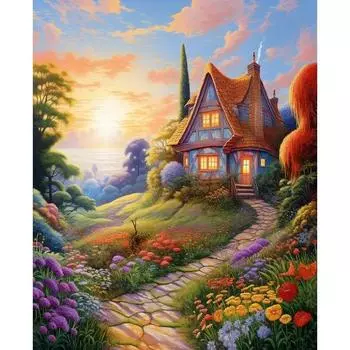 Ruopoty, современная краска по номерам, домашний пейзаж с рамкой, картина по номерам для взрослых, уникальный подарок, украшение для дома 40x50cm NO Frame