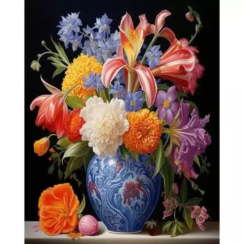 Ruopoty, современная краска по номерам, рамка, винтажные цветы, ручная роспись, домашний декор, картина, раскраска по номерам, картина, подарок «сделай сам» 40x50cm NO Frame