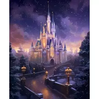 RUOPOTY Современная живопись по номерам Городской пейзаж Ручная роспись Замок Живопись по номерам Подарки Художественное произведение Декор для стен дома 40x50cm NO Frame