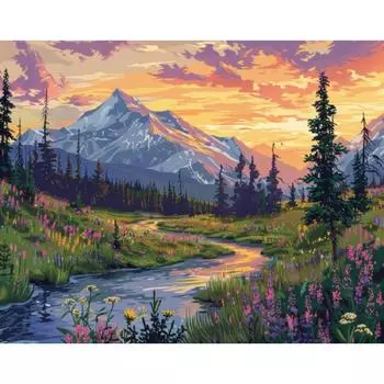 RUOPOTY Современная живопись по номерам на холсте Горный пейзаж Рисунок по номерам Декор для стен Подарок своими руками Взрослые наборы Поделки 40x50cm NO Frame