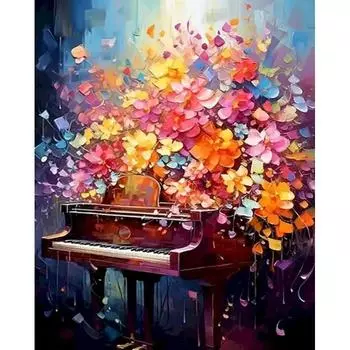 Ruopoty современные картины по номерам цветок фортепиано оригинальные подарки акриловая краска DIY холст живопись для взрослых ремесла домашний декор 40x50cm NO Frame