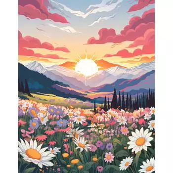 RUOPOTY Sunrise Diy Картина по номерам Картина Цветы Наборы для взрослых DIY Поделки Раскраска по номерам для настенного художественного декора 40x50 см/16x20 дюймов без рамки 40x50cm NO Frame