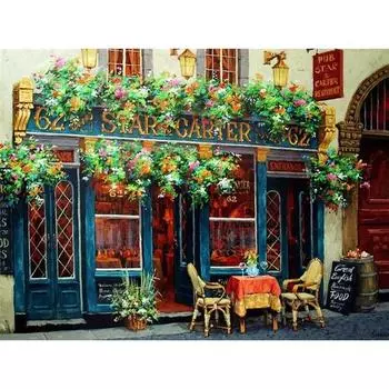 RUOPOTY Town Street DIY картина по номерам для взрослых картина ручная роспись на холсте пейзаж акриловая краска для DIY подарок 40x50cm NO Frame