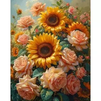 RUOPOTY Verf Op Number Zonnebloem Schilderij Tekening Op Canvas Handgeschilderde Kunst Geschenk Diy Foto S Op Number Kits Huisdecoratie