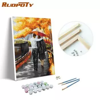 Ruopoty живопись цифровая пара картина маслом художественный подарок Diy холст цифровая живопись зонтик набор украшения дома 40x50cm NO Frame