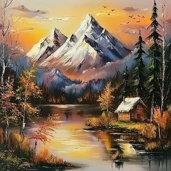 RUOPOTY Живопись по номерам для взрослых Горная живопись Картины по номерам Пейзаж Акриловая краска по номерам Домашний декор 40x40cm NO Frame