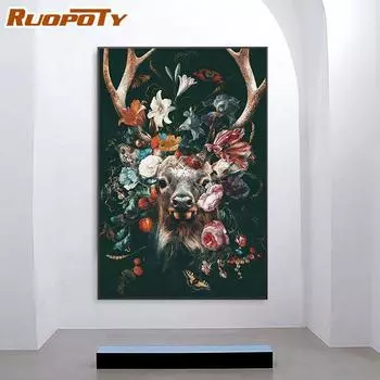 Ruopoty Животные Джунглей Серия DIY Картина по Номерам Для Взрослых Животные Мир Мир Картина Маслом Акриловая Краска Холст Искусство Для Домашнего Декора 40x50 СМ