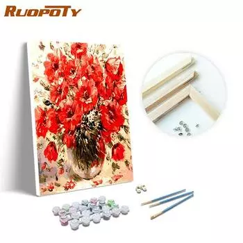 RuopotySurface Art Цифровая картина маслом Холст Маковая живопись Цифровая живопись Гостиная Цветок 40x50CM NO Frame