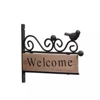 Rural Style Welcome Sign Board Iron Art Welcome Wall Hanging Decor Home Living Room 18.5X15CM