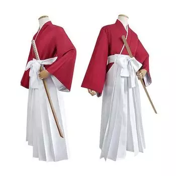 Rurouni Kenshin Himura KENSHIN Косплей Костюм Кимоно Хэллоуин Ролевые игры Одежда Топы и брюки и пояс Униформа XXXL