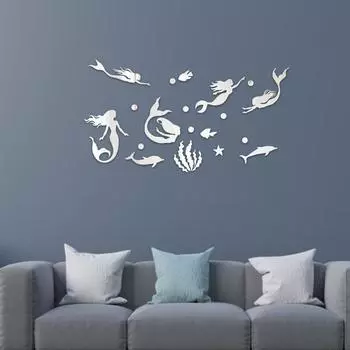 Русалка акриловая трехмерная наклейка на стену для комнаты девушки спальня фон настенное украшение 3d наклейка бумага